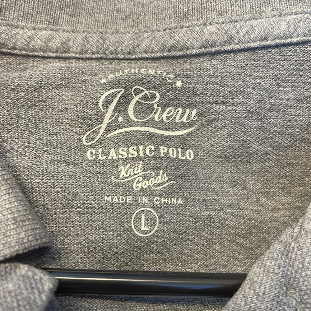 J Crew Gray Stripe Classic Polo Knit Goods Pullover Shirt Size Large EUC #6771